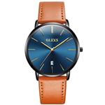 Ultra Thin Men's Watch Genuine Leather Strap Simple Mens Watch Waterproof with Calendar Japan Movement Analog Quartz Watch for Men Fashion Blue/White/Black Big Dial Business Casual Wrist Watches