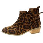 Women's Tulsa Dress Block Heel Ankle Boot Side Zip Bootie Triple Buckle Over Open Ankle,Sunsee Gril Leopard Print Sneakers