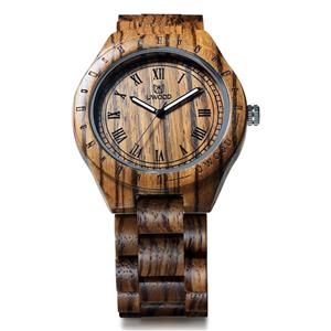 Uwood Luxury Brand Zebra Sandal Wooden Mens Quartz Watches Fashion Natural Wood Watch 
