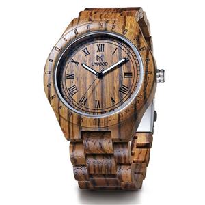 Uwood Luxury Brand Zebra Sandal Wooden Mens Quartz Watches Fashion Natural Wood Watch 