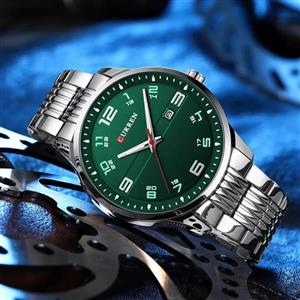 ساعت مچی مردانه کارن بندفلزی CURREN 8411 ساعت اورجینال ضداب - سیلور سبز