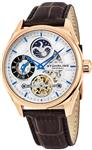 Stuhrling Original Skeleton Dress Analog Watch for Men, Automatic Mechanical Wristwatch, Gold Plated/Stainless Steel, Genuine Calfskin Leather Band