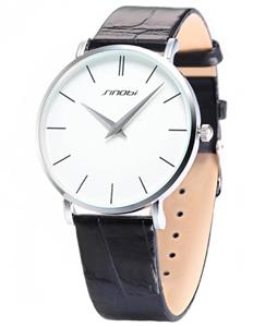 SINOBI White Big Dial Men's Lady Women Unisex Leather Quartz Sport Wrist Watch Gift