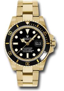Rolex Oyster Perpetual 40MM 18K Yellow Gold Submariner Date With a Black Cerachrom Rotatable Bezel And a Black Index Dial. 