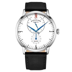 Stührling Original Mens Watches Horween Leather Watch Band - Minimalist Analog Dress Watch - Wrist Watch Domed Crystal - Mens Watch - 24 Hour Subdial- Watches for Men 