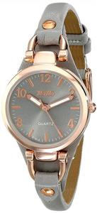 XOXO Women's Analog Watch with Rose Gold-Tone Case, Gray Sunray Dial, Narrow Gray Leather Strap - Official XOXO Woman's Rose-Gold Watch - Model: XO3400 