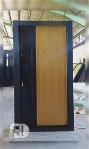 درب ضد سرقت روکش بلوط با شیشه (مدرن) کد TM8003