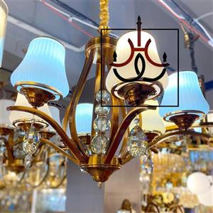 لوستر لهستانی مدرن و زیبای غنچه شش شاخه رنگ زیتونی  - 8شاخه نوردهی60متر