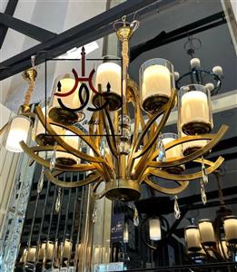 لوستر مدل چشمی سایز 8شاخه رنگ زیتونی  - سیلور / 8شاخه