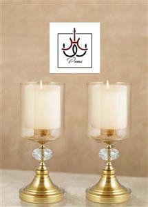 ست شمعدانی دو عددی رنگ زیتونی 