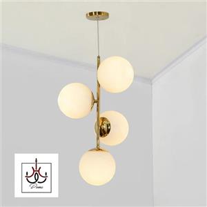 لوستر مولکولی مینیمال 4 شعله مناسب برای اتاق خواب و آشپزخانه رنگ طلایی 