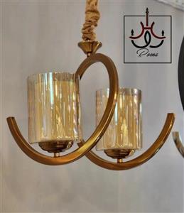 لوستر مدرن دو شعله فنری مناسب اتاق خواب و آشپزخانه  - طلایی