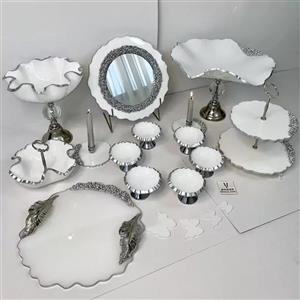 ست پذیرایی و هفت سین رزینی  سفید نقره ای شیک