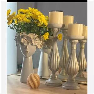 شمعدان دو عددی رومیزی  ب همراه گلدان