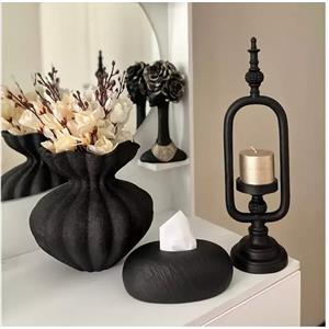 ست دکوری رومیزی  سه عددی گلدان شمعدان باکس دستمال