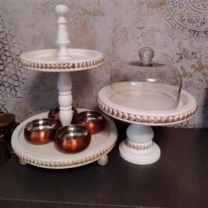 ظرف چوبی پذیرایی (استند چوبی دو طبقه وکیک خوری)