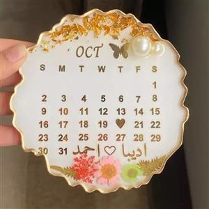 گیفت و استند عقد و عروسی  رزینی با ورق طلا قطر20