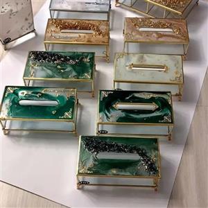 جادستمال کاغذی رزینی شیک و جدید باکس دستمال شیشه ای