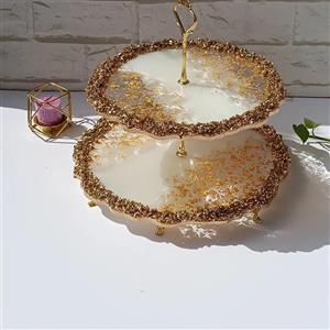شیرینی خوری دوطبقه رزینی سایز 30 و 25 