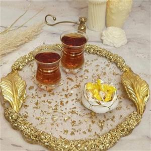 سینی طلایی رزینی ورق طلا سینی بله برون قطر30