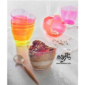 ظرف یکبار مصرف لوکس دسری قلب| ظروف یکبار مصرف کریستالی لاکچری