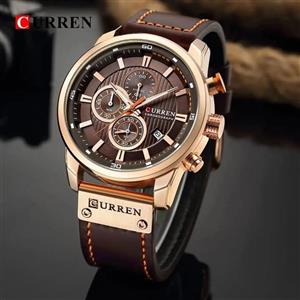 ساعت مچی کارن مردانه بند چرمی کارن CURREN 8291 ساعت اورجینال - نسکافه ای رزگلد