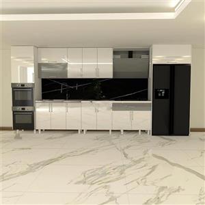 کابینت اماده هایگلاس ترک 4.6 متری دستگیره ایباکس یخچال و کابینت فر