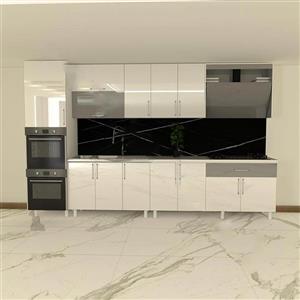 کابینت اماده هایگلاس ترک 3.6 متری دستگیره ای دارای کابینت فر