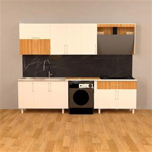 کابینت اماده هایگلاس ترک 3 متری دستگیره ای دارای جای لباسشویی