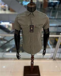 پیراهن کتان مردانه  دوخت شرکت L CON -آستین کوتاه رنگبندی کامل (ارجینال) - طوسی / L