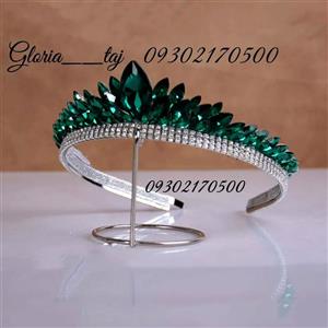 تاج عروس فرحی با گوشواره سبز کد 002