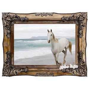 تابلو فرش ماشینی اسب سفید در ساحل – 7212