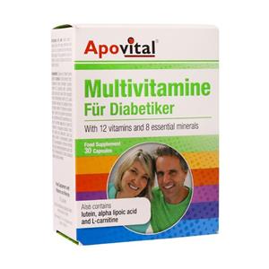 کپسول مولتی ویتامین افراد دیابتی آپوویتال بسته 30 عددی
