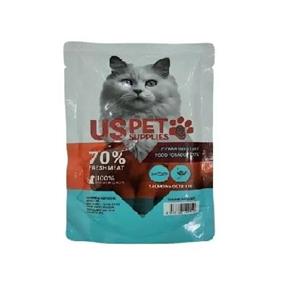 پوچ گربه یو اس پت سالمون و شترمرغ چانکی در سس 100 گرم 