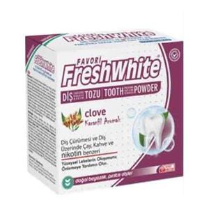 پودر سفید کننده دندان فرش وایت Fresh white با طعم میخک وزن 50 گرم