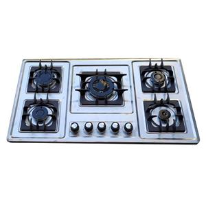 اجاق گاز رومیزی توکار 5 شعله بدون ترموکوبل استیل مدل ام 6 چدن مربع