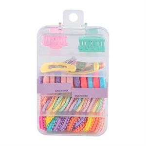 کش مو رنگی دخترانه به همراه کلیپس و گیره جعبه دار کد 7