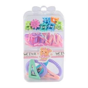 کش چهل گیس رنگی دخترانه  به همراه کلیپس و گیره سر جعبه دار کد 11