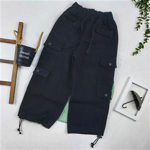 شلوار کارگو کتان مشکی بچه گانه 6 تا 10 سال کد 9042