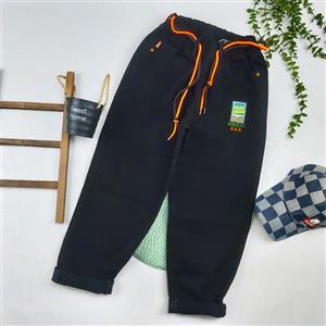 شلوار کتان مام فیت بچه گانه مشکی 9 تا 14 سال کد 9969