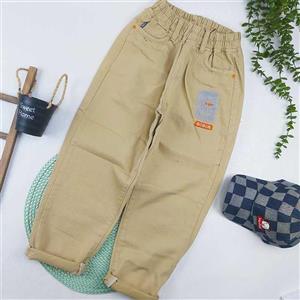 شلوار کتان مام فیت بچه گانه نخودی 9 تا 14 سال کد 9967