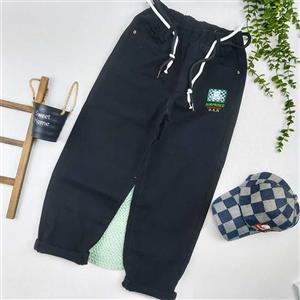 شلوار کتان مام فیت بچه گانه مشکی 9 تا 14 سال کد 9965