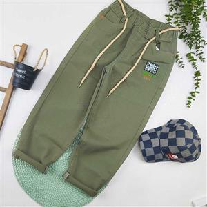 شلوار کتان مام فیت بچه گانه سبز 9 تا 14 سال کد 9965