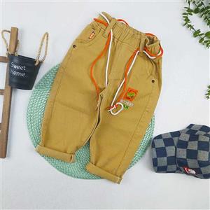 شلوار کتان نسکافه ای بچه گانه مام فیت 3 تا 8 سال کد 9971