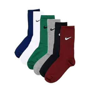 جوراب 6 جفتی ساق بلند ورزشی باشگاهی زنانه نایکی (Nike) مدل کش انگلیسی اسپرت نخی در رنگ های کاربردی تیره و روشن