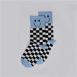 جوراب فانتزی دخترانه ساق بلند طرح دار استیکر لبخند