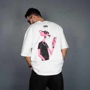 تیشرت مردانه لش مچینست طرح پلنگ صورتی کد3