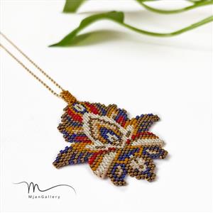 M0169 _ گردنبند سنتی بوته جقه منجوقی ( منجوق میوکی )