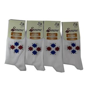 جوراب مردانه مدل لوزی سفید کد 595 مجموعه 4 جفتی