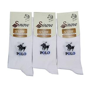 جوراب مردانه مدل چوگان سفید کد 2124 مجموعه 3 جفتی
